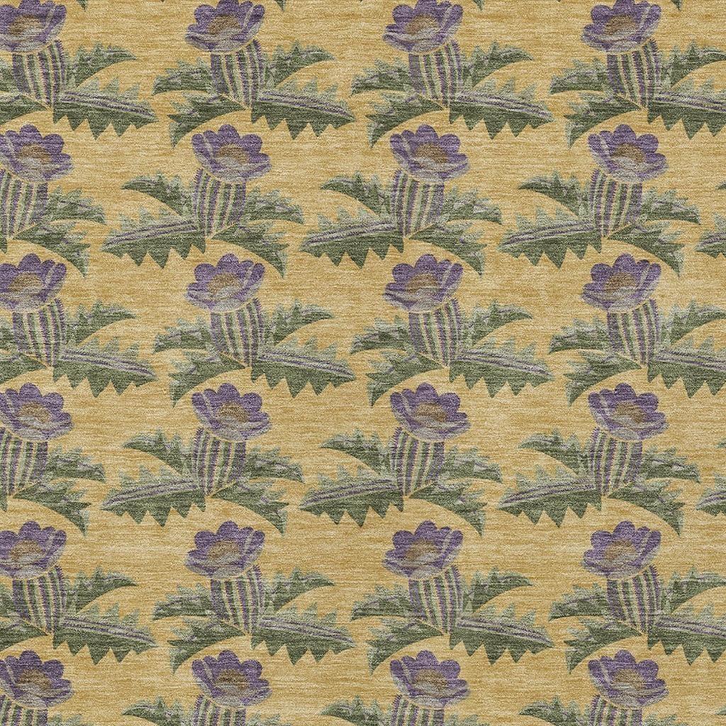 10' X 14' Gold And Khaki Floral Washable Indoor Outdoor Area Rug Homeroots Outdoor