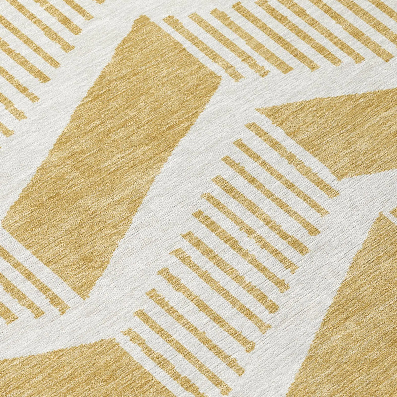 10' X 14' Gold And Linen Geometric Washable Indoor Outdoor Area Rug Homeroots Outdoor