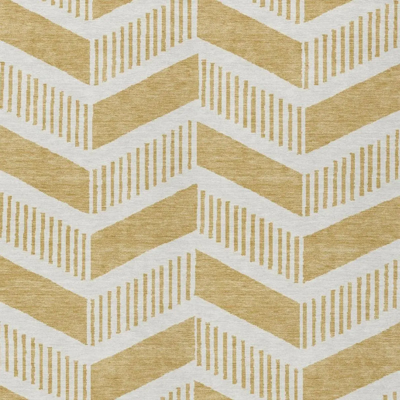 10' X 14' Gold And Linen Geometric Washable Indoor Outdoor Area Rug Homeroots Outdoor