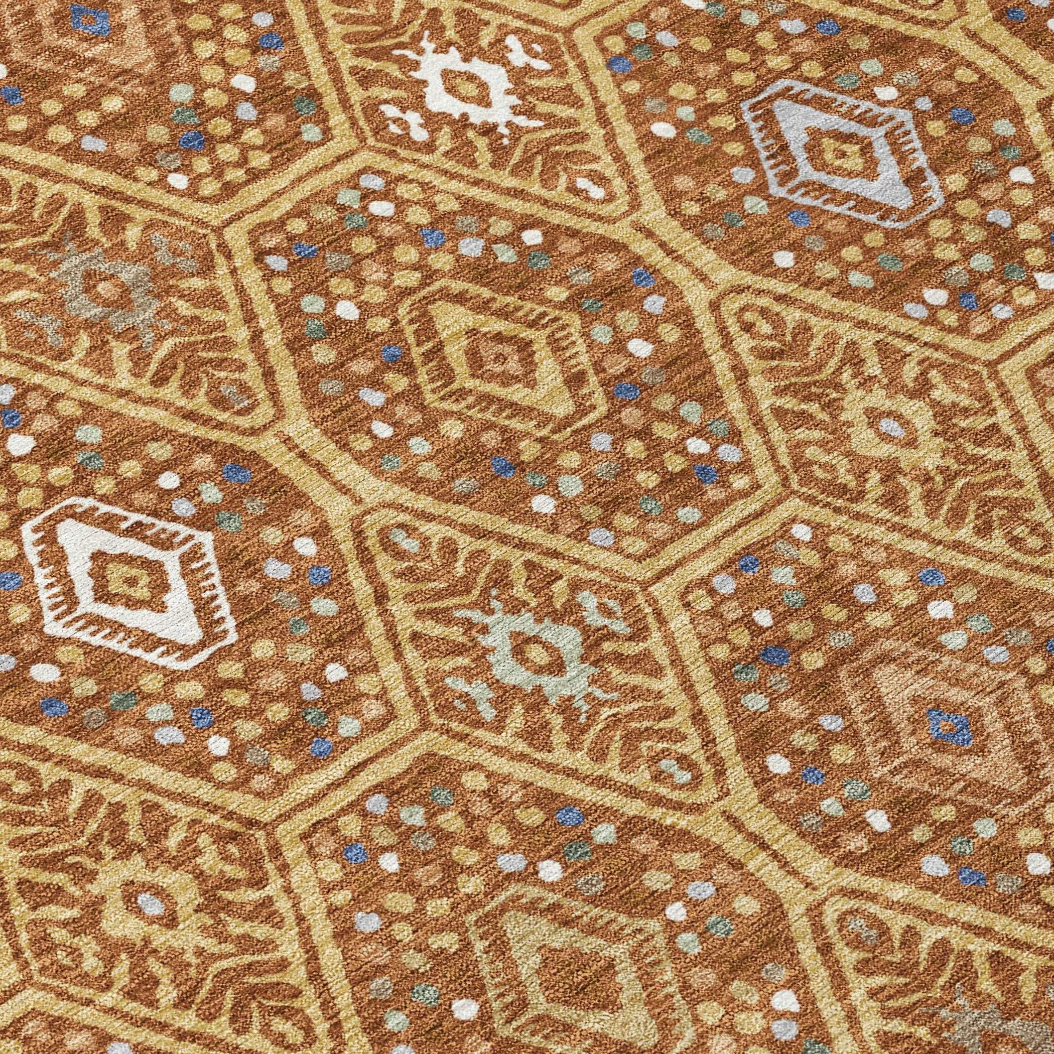 10' X 14' Gold And Orange Geometric Washable Indoor Outdoor Area Rug Homeroots Outdoor