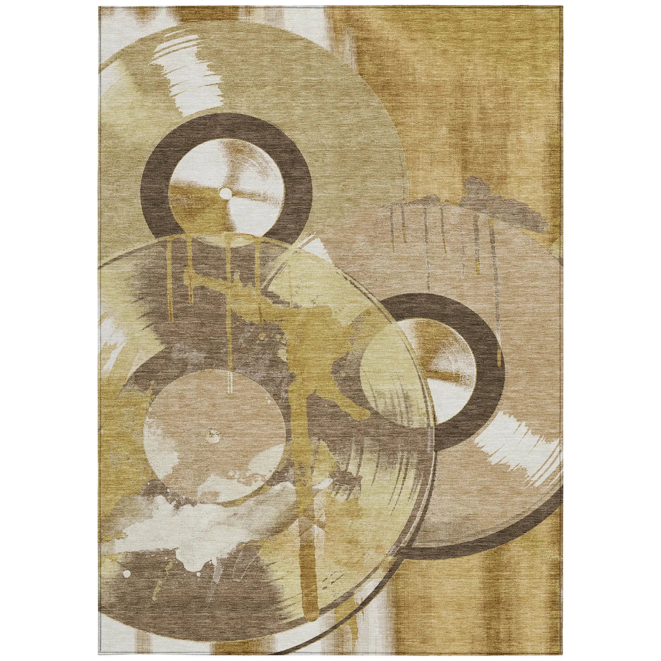 10' X 14' Gold And Saffron Geometric Washable Indoor Outdoor Area Rug Homeroots Outdoor