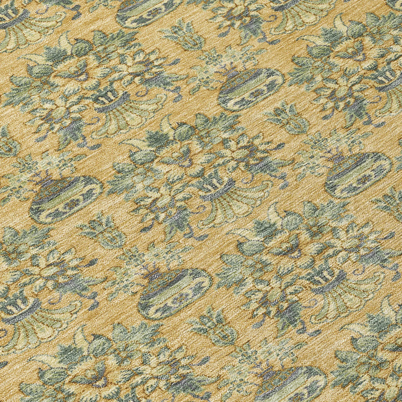10' X 14' Gold And Silver Floral Washable Indoor Outdoor Area Rug Homeroots Outdoor