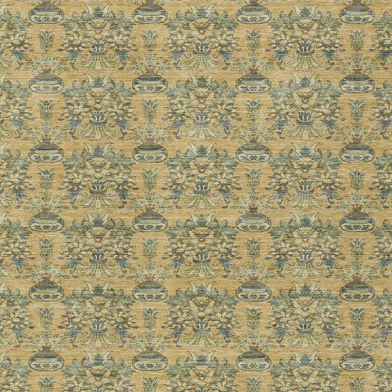 10' X 14' Gold And Silver Floral Washable Indoor Outdoor Area Rug Homeroots Outdoor