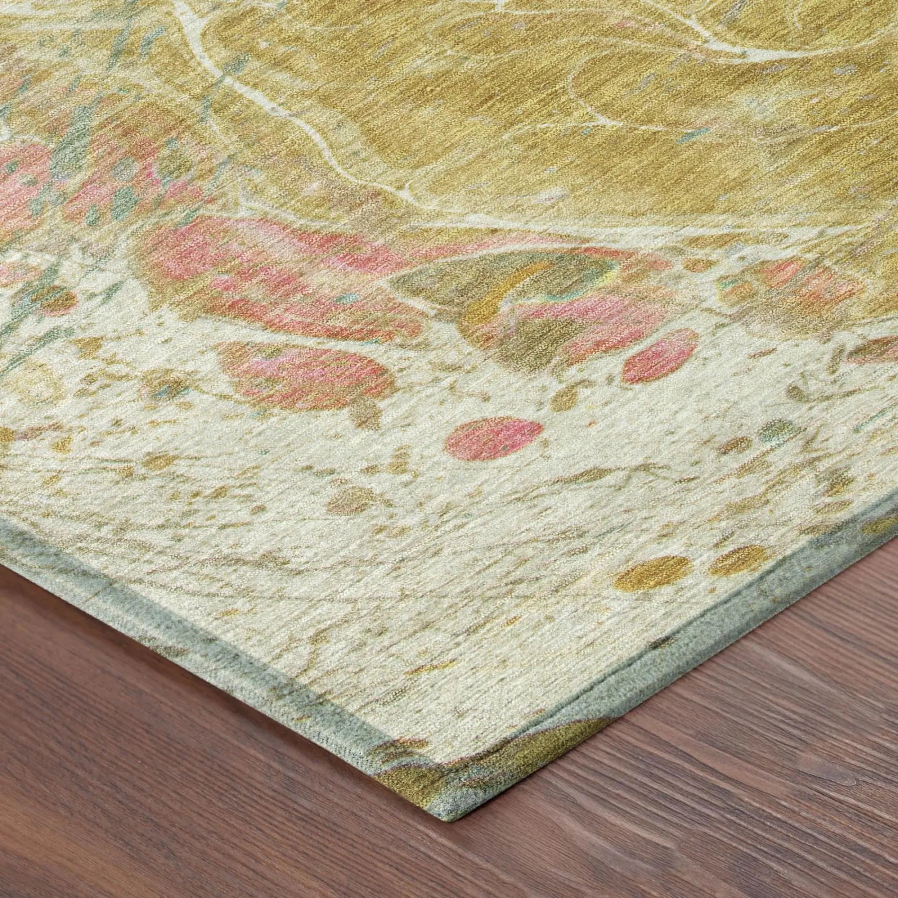 10' X 14' Gold And Wheat Abstract Washable Indoor Outdoor Area Rug Homeroots Outdoor