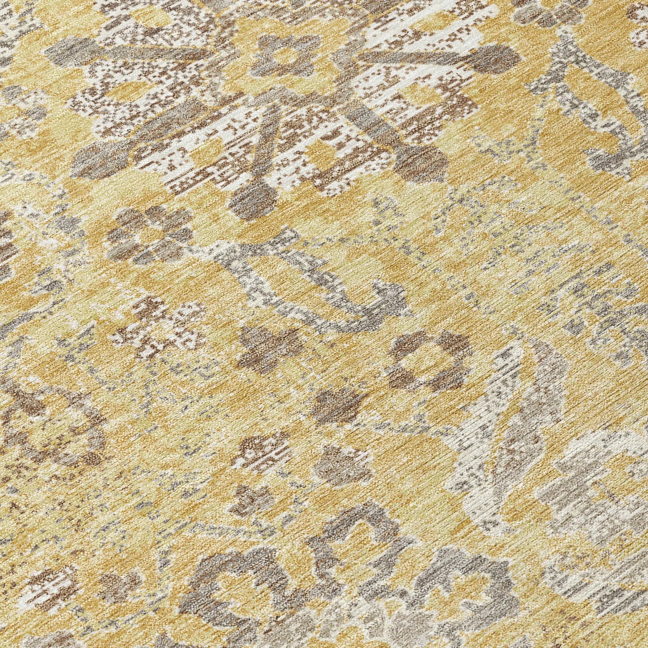 10' X 14' Gold And Wheat Damask Washable Indoor Outdoor Area Rug Homeroots Outdoor