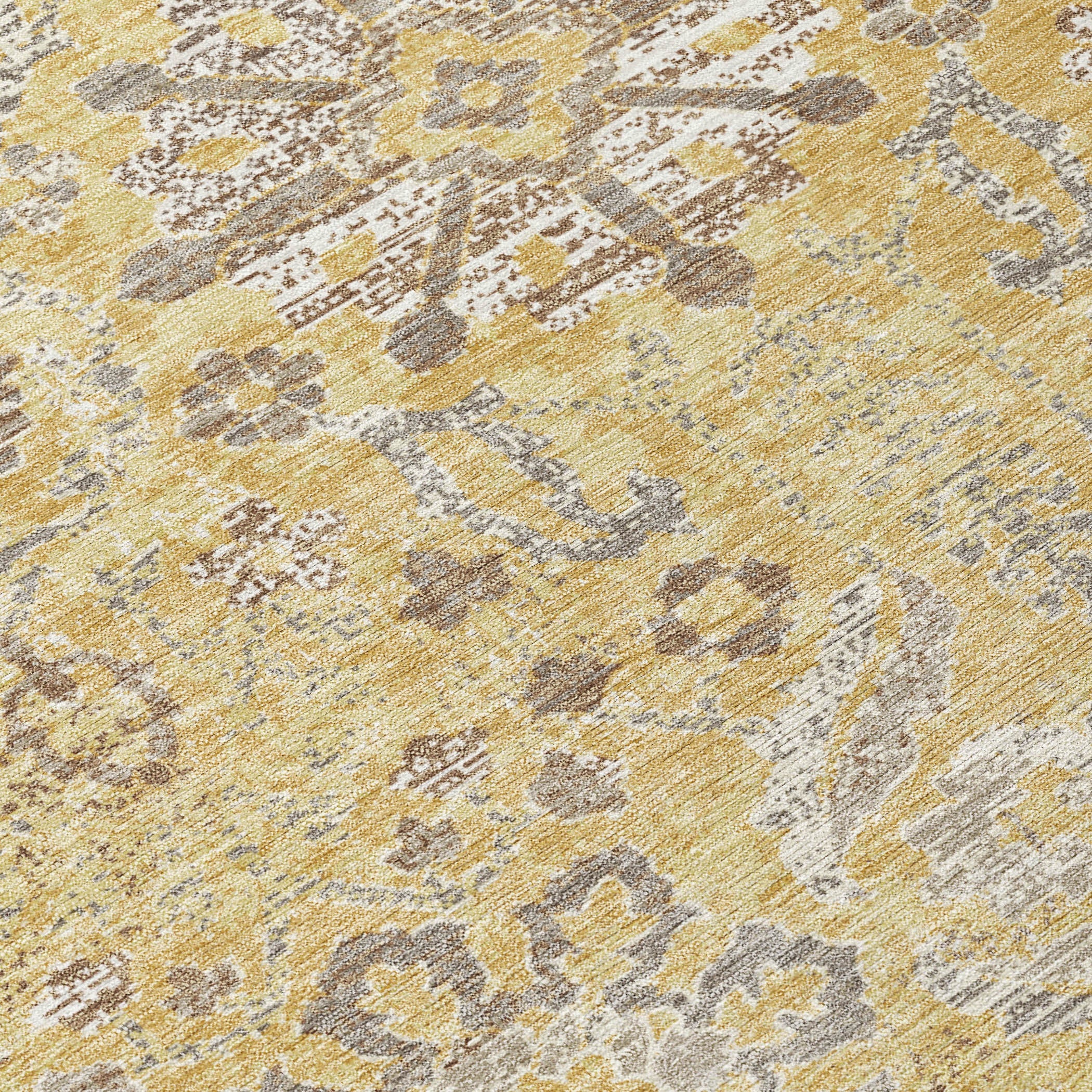 10' X 14' Gold And Wheat Damask Washable Indoor Outdoor Area Rug Homeroots Outdoor
