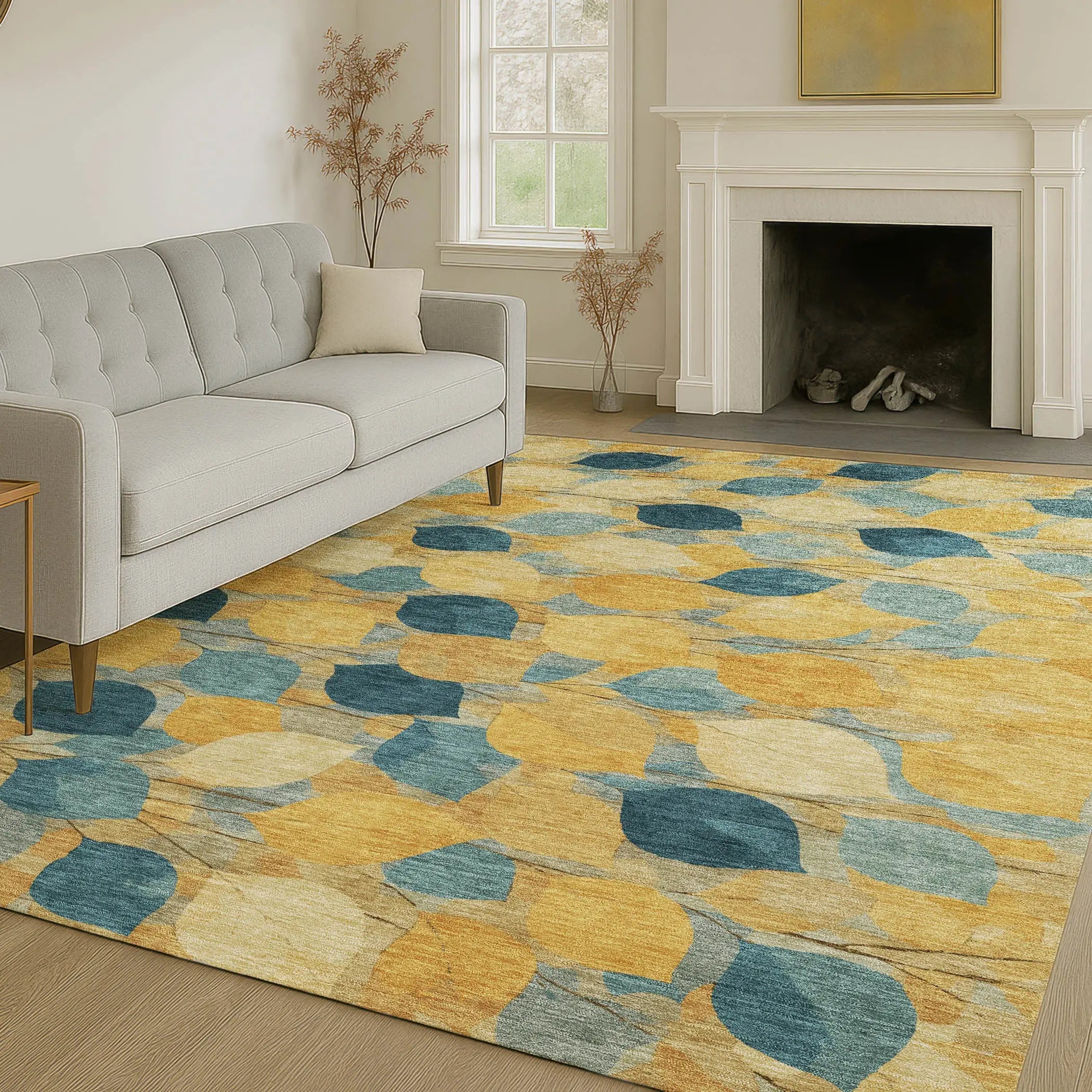 10' X 14' Gold And Wheat Floral Washable Indoor Outdoor Area Rug Homeroots Outdoor