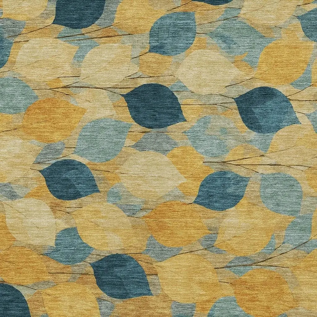 10' X 14' Gold And Wheat Floral Washable Indoor Outdoor Area Rug Homeroots Outdoor