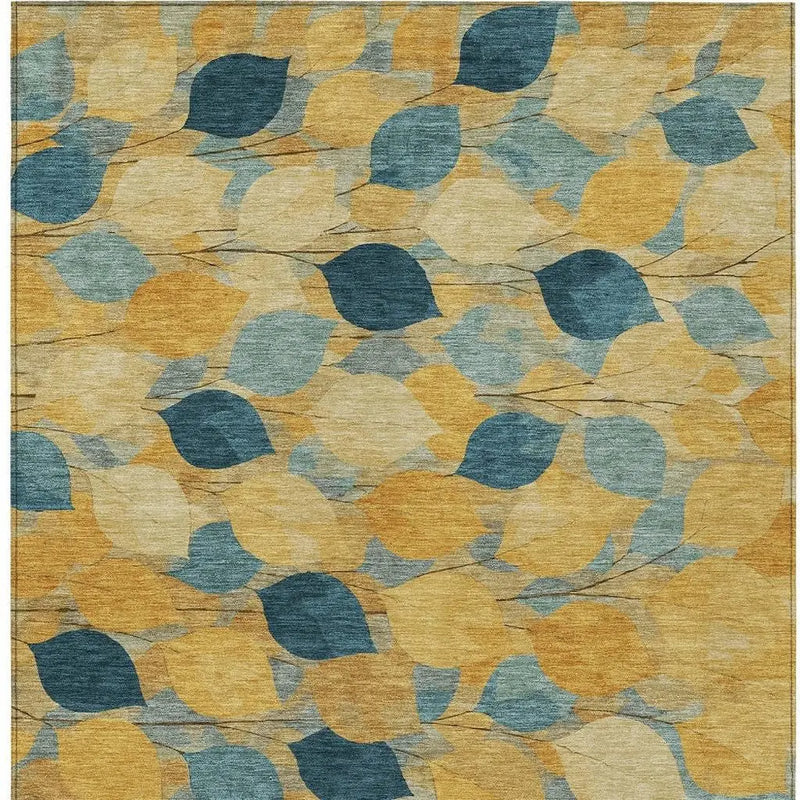 10' X 14' Gold And Wheat Floral Washable Indoor Outdoor Area Rug Homeroots Outdoor