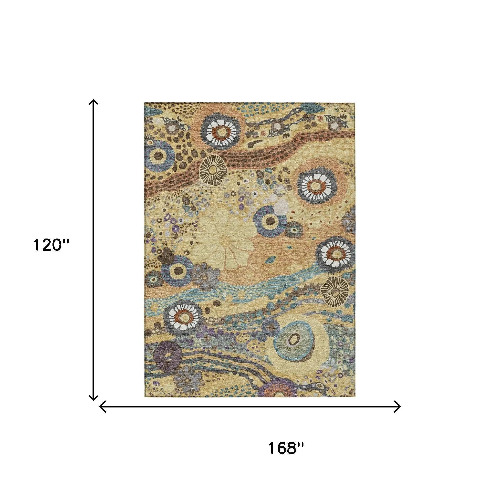 10' X 14' Gold And Wheat Floral Washable Indoor Outdoor Area Rug Homeroots Outdoor
