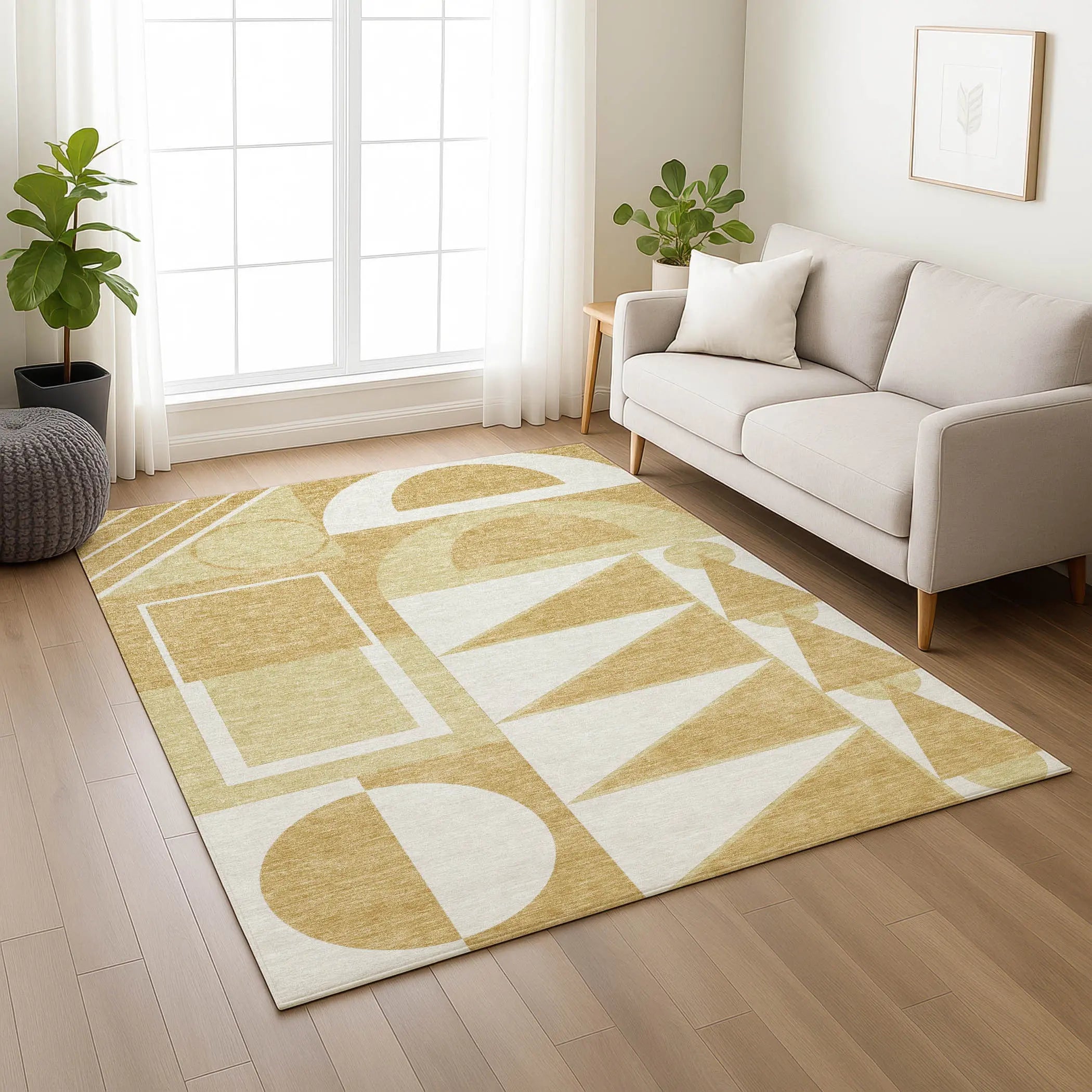 10' X 14' Gold And Wheat Geometric Washable Indoor Outdoor Area Rug Homeroots Outdoor