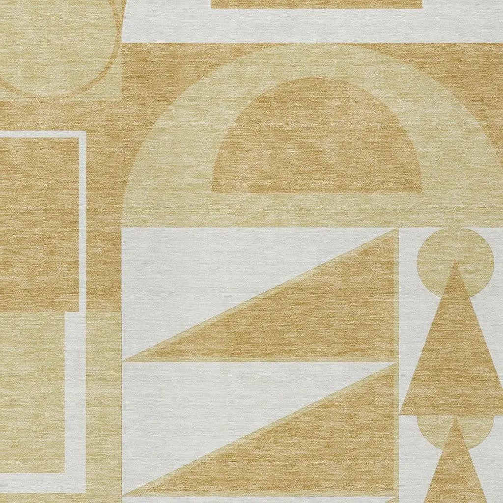10' X 14' Gold And Wheat Geometric Washable Indoor Outdoor Area Rug Homeroots Outdoor