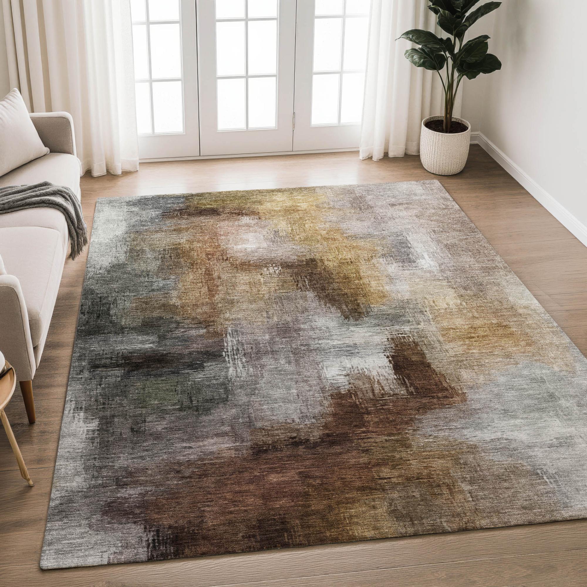 10' X 14' Granite Gray And Gray Abstract Washable Indoor Outdoor Area Rug Homeroots Outdoor
