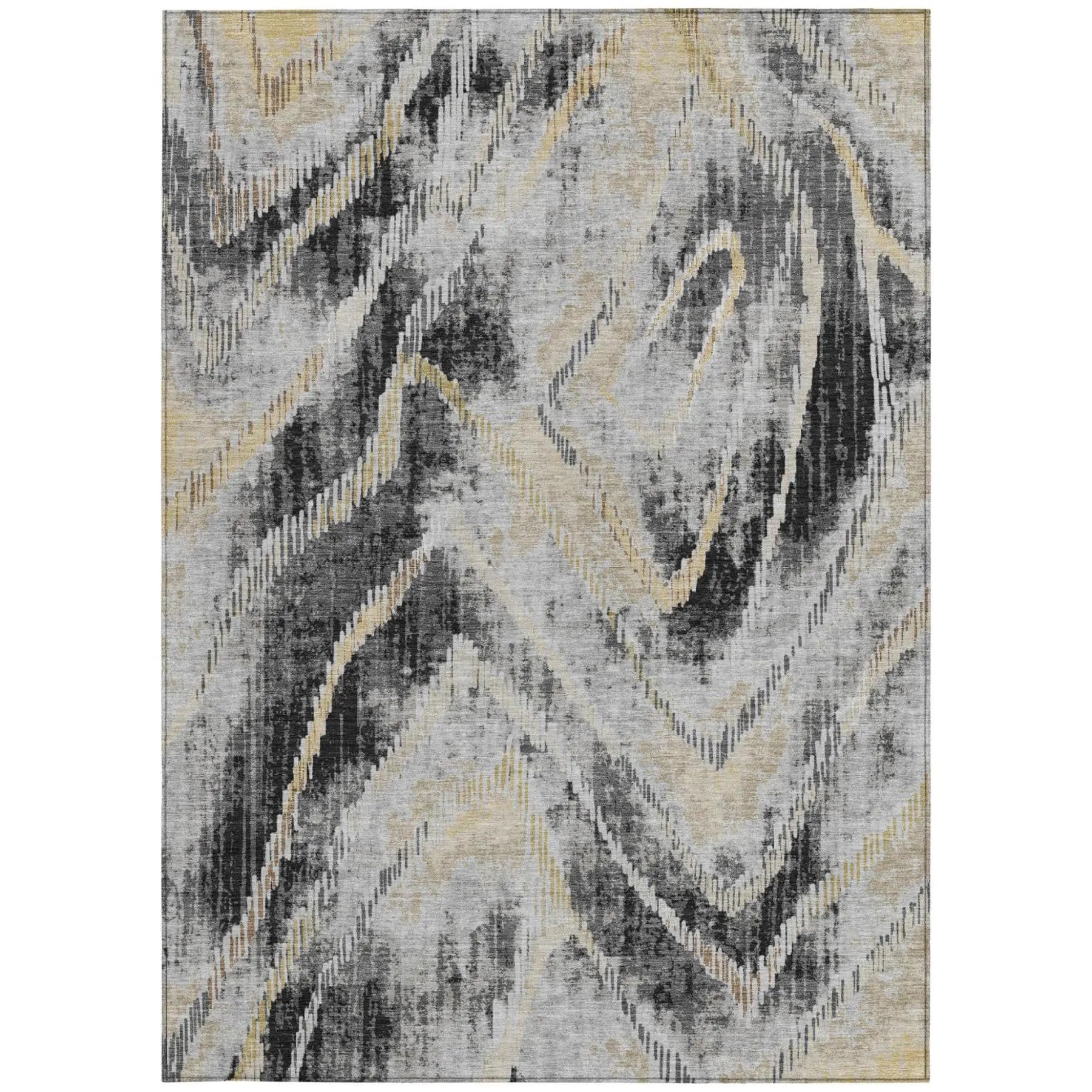 10' X 14' Graphite And Gray Abstract Washable Indoor Outdoor Area Rug Homeroots Outdoor