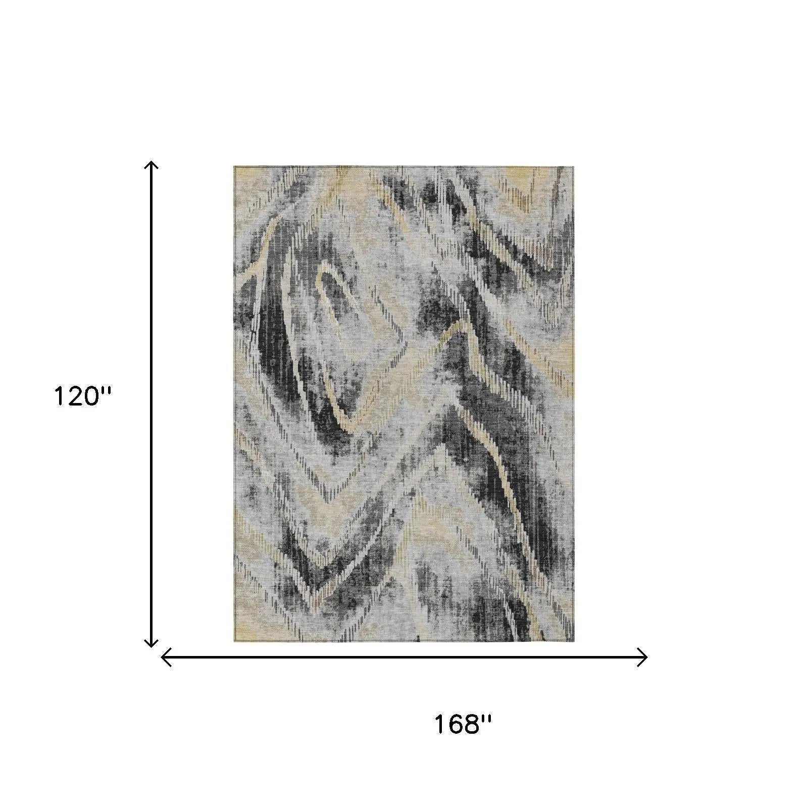 10' X 14' Graphite And Gray Abstract Washable Indoor Outdoor Area Rug Homeroots Outdoor