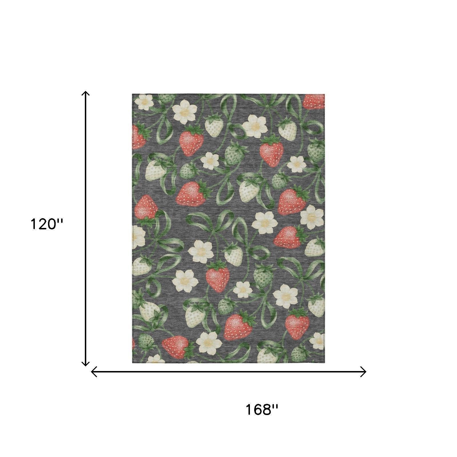 10' X 14' Graphite And Gray Floral Washable Indoor Outdoor Area Rug Homeroots Outdoor