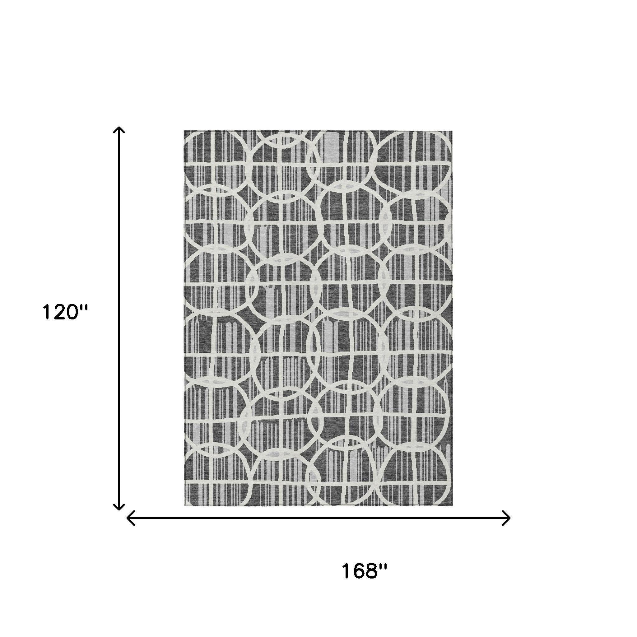 10' X 14' Graphite And Gray Geometric Washable Indoor Outdoor Area Rug Homeroots Outdoor