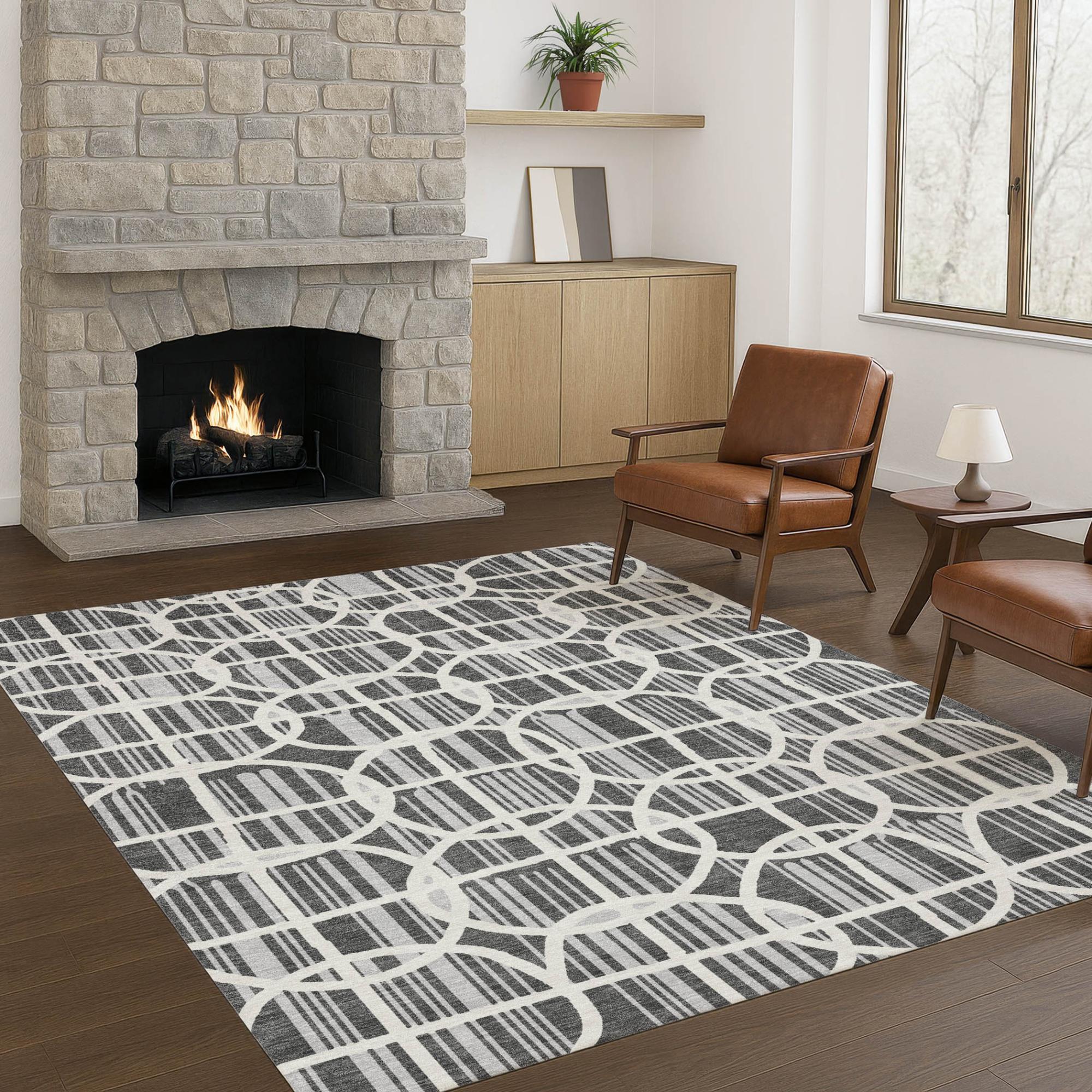10' X 14' Graphite And Gray Geometric Washable Indoor Outdoor Area Rug Homeroots Outdoor