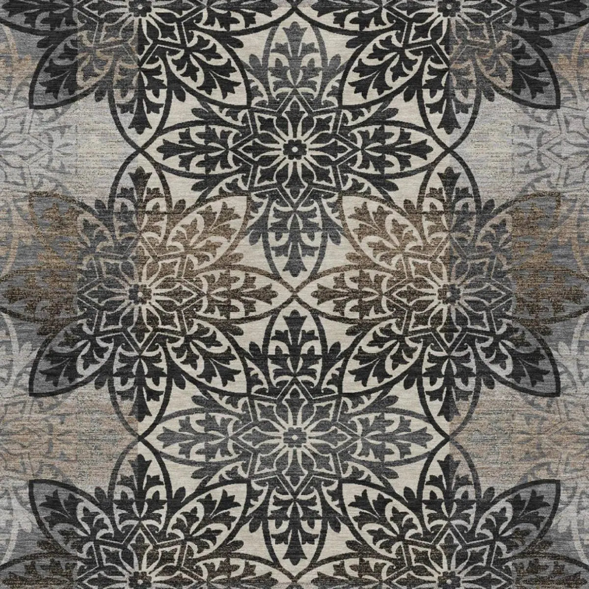 10' X 14' Graphite And Gray Oriental Washable Indoor Outdoor Area Rug Homeroots Outdoor