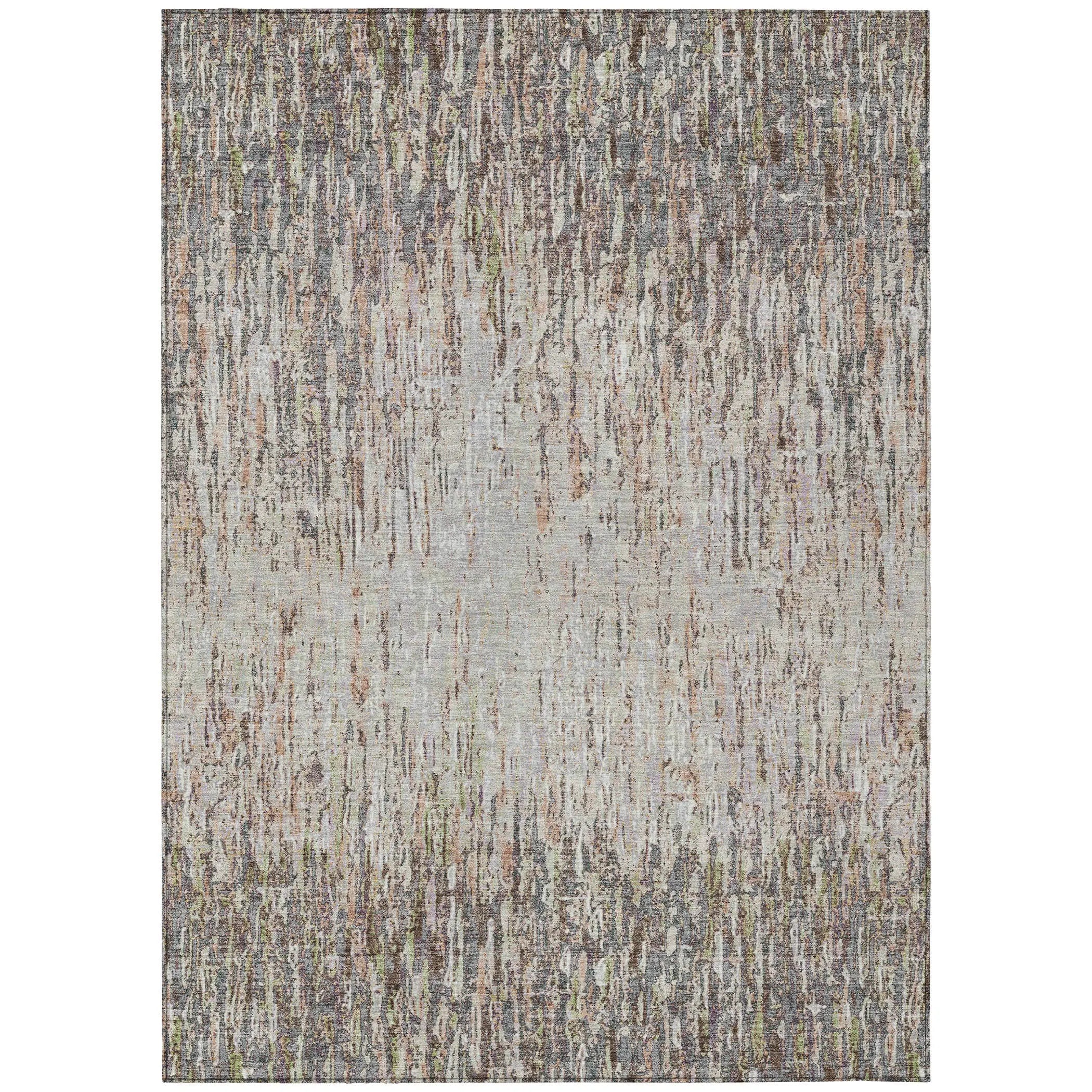10' X 14' Gray And Beige Striped Washable Indoor Outdoor Area Rug Homeroots Outdoor