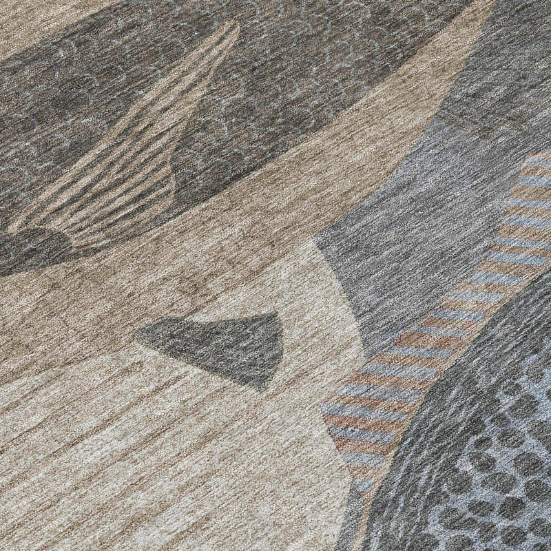 10' X 14' Gray And Beige Tropical Fish Washable Indoor Outdoor Area Rug Homeroots Outdoor