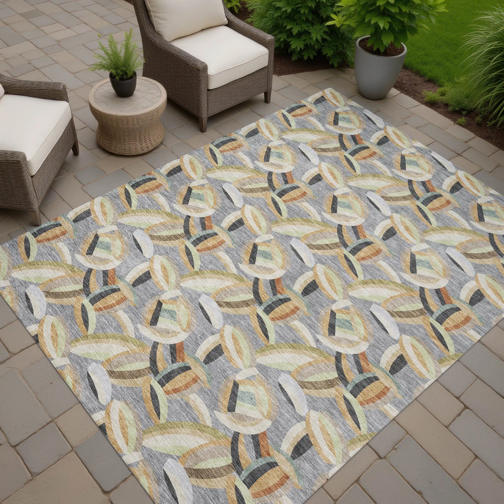10' X 14' Gray And Charcoal Abstract Washable Indoor Outdoor Area Rug Homeroots Outdoor