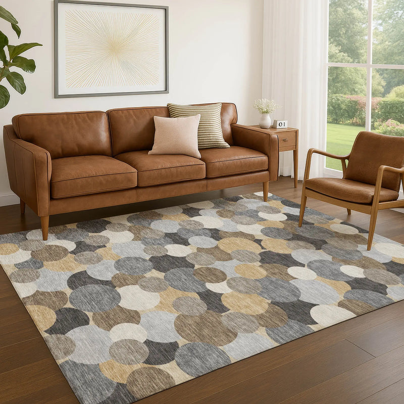 10' X 14' Gray And Chocolate Geometric Washable Indoor Outdoor Area Rug Homeroots Outdoor