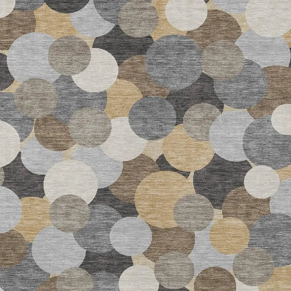 10' X 14' Gray And Chocolate Geometric Washable Indoor Outdoor Area Rug Homeroots Outdoor