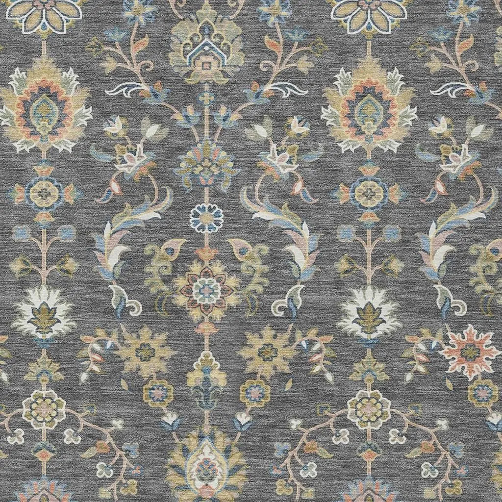 10' X 14' Gray And Denim Blue Abstract Washable Indoor Outdoor Area Rug Homeroots Outdoor
