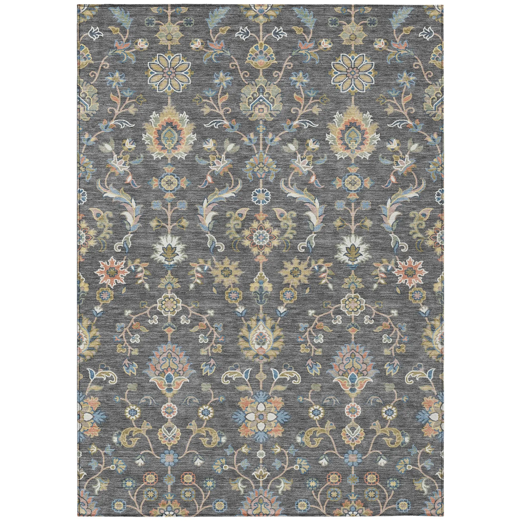 10' X 14' Gray And Denim Blue Abstract Washable Indoor Outdoor Area Rug Homeroots Outdoor