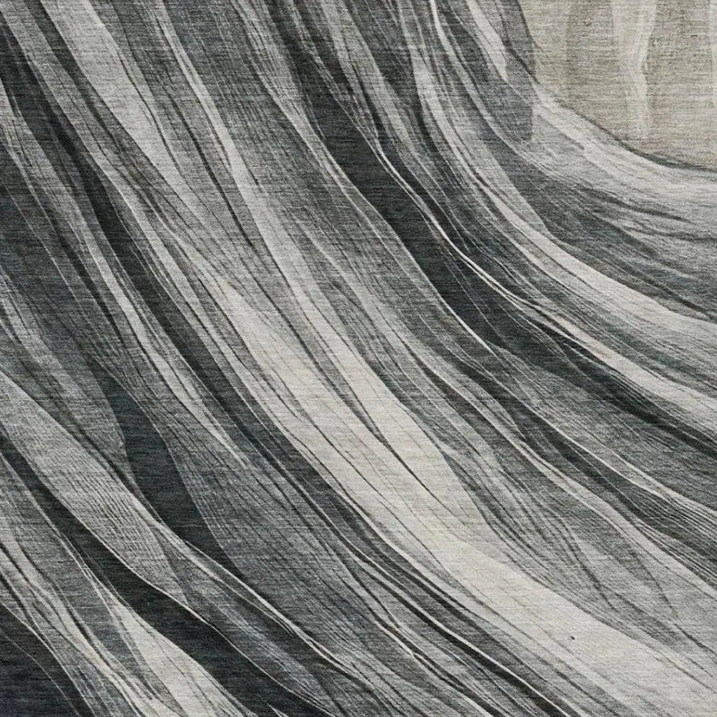10' X 14' Gray And Graphite Abstract Washable Indoor Outdoor Area Rug Homeroots Outdoor