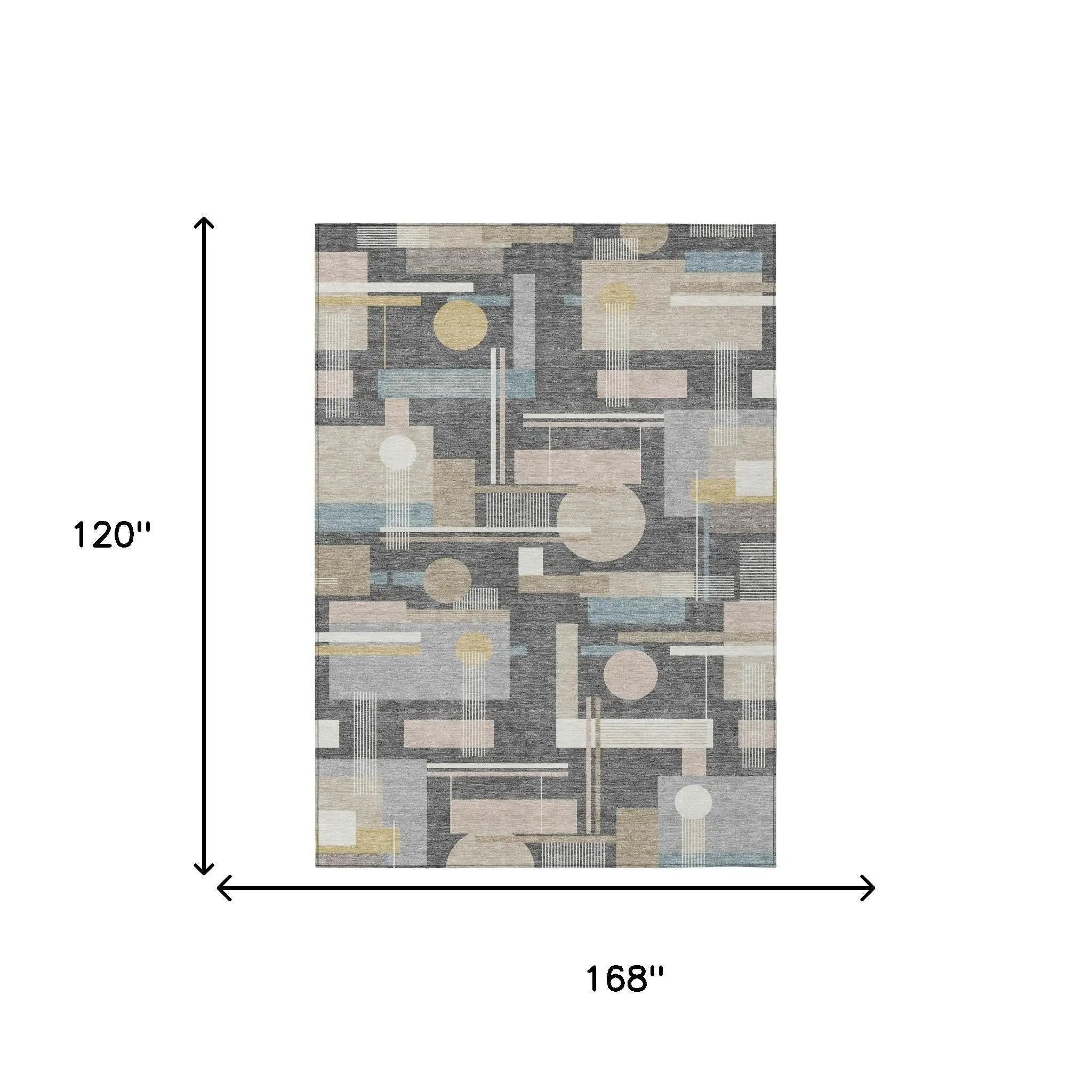 10' X 14' Gray And Graphite Geometric Washable Indoor Outdoor Area Rug Homeroots Outdoor