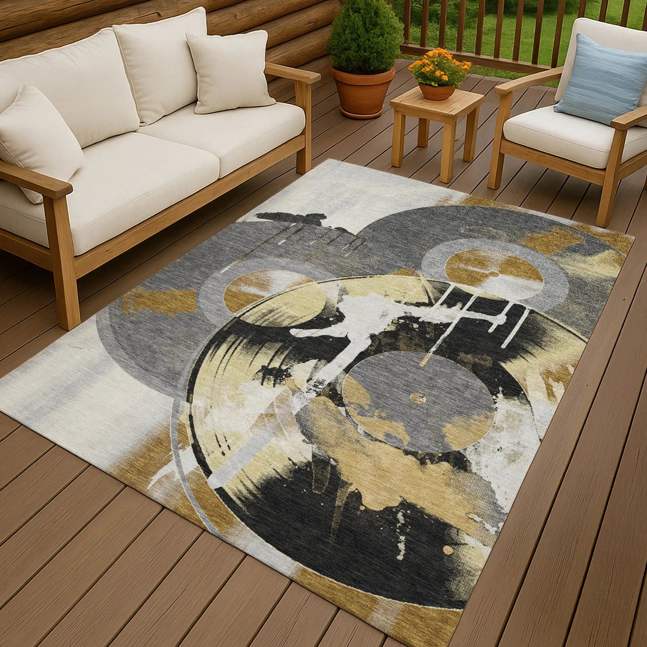 10' X 14' Gray And Graphite Geometric Washable Indoor Outdoor Area Rug Homeroots Outdoor