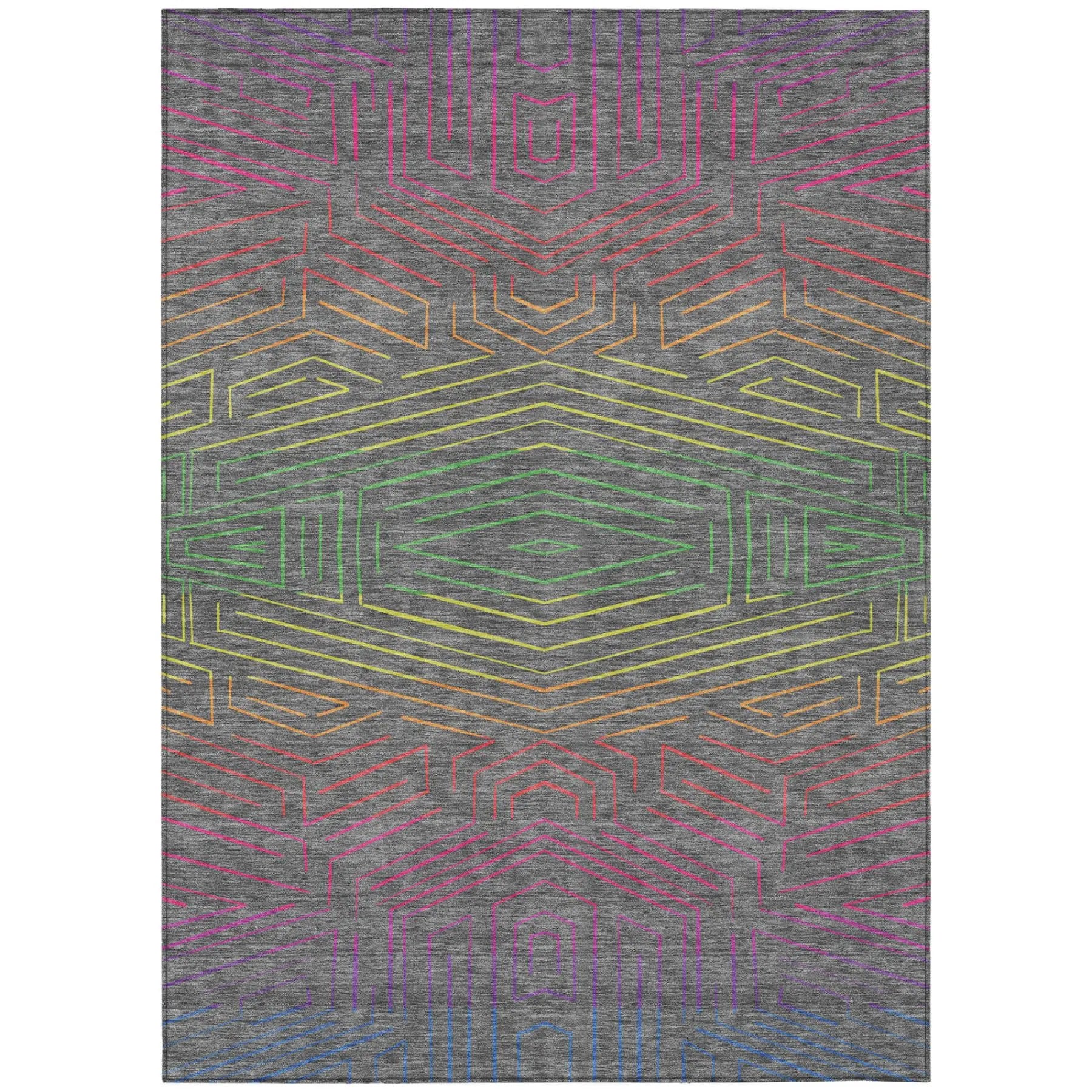 10' X 14' Gray And Graphite Geometric Washable Indoor Outdoor Area Rug Homeroots Outdoor