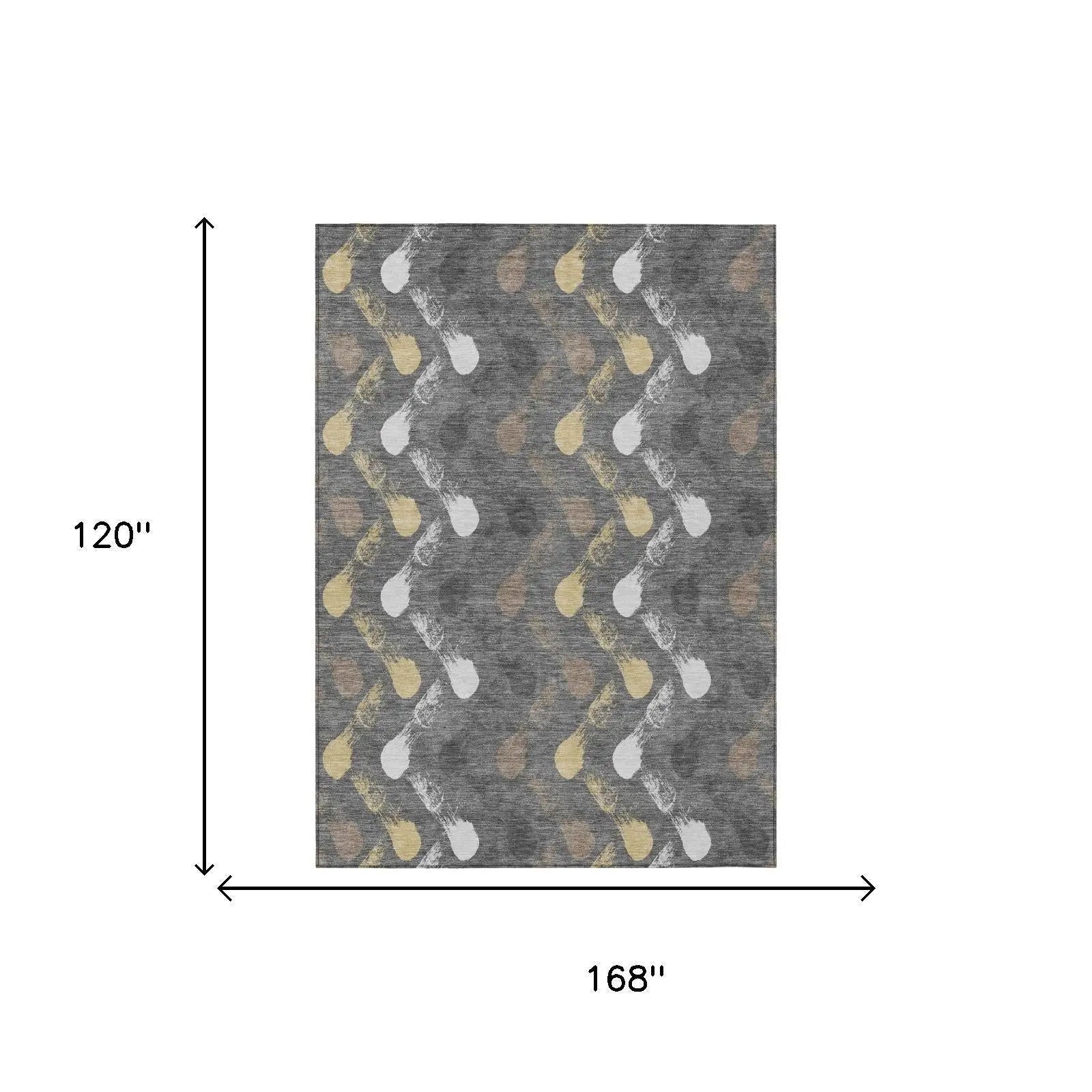 10' X 14' Gray And Graphite Geometric Washable Indoor Outdoor Area Rug Homeroots Outdoor