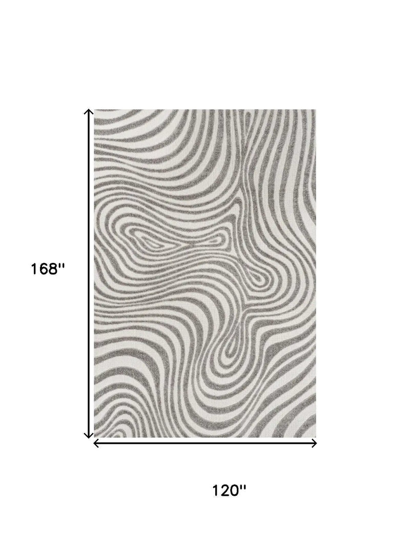 10' X 14' Gray And Ivory Abstract Indoor Outdoor Area Rug Homeroots Outdoor
