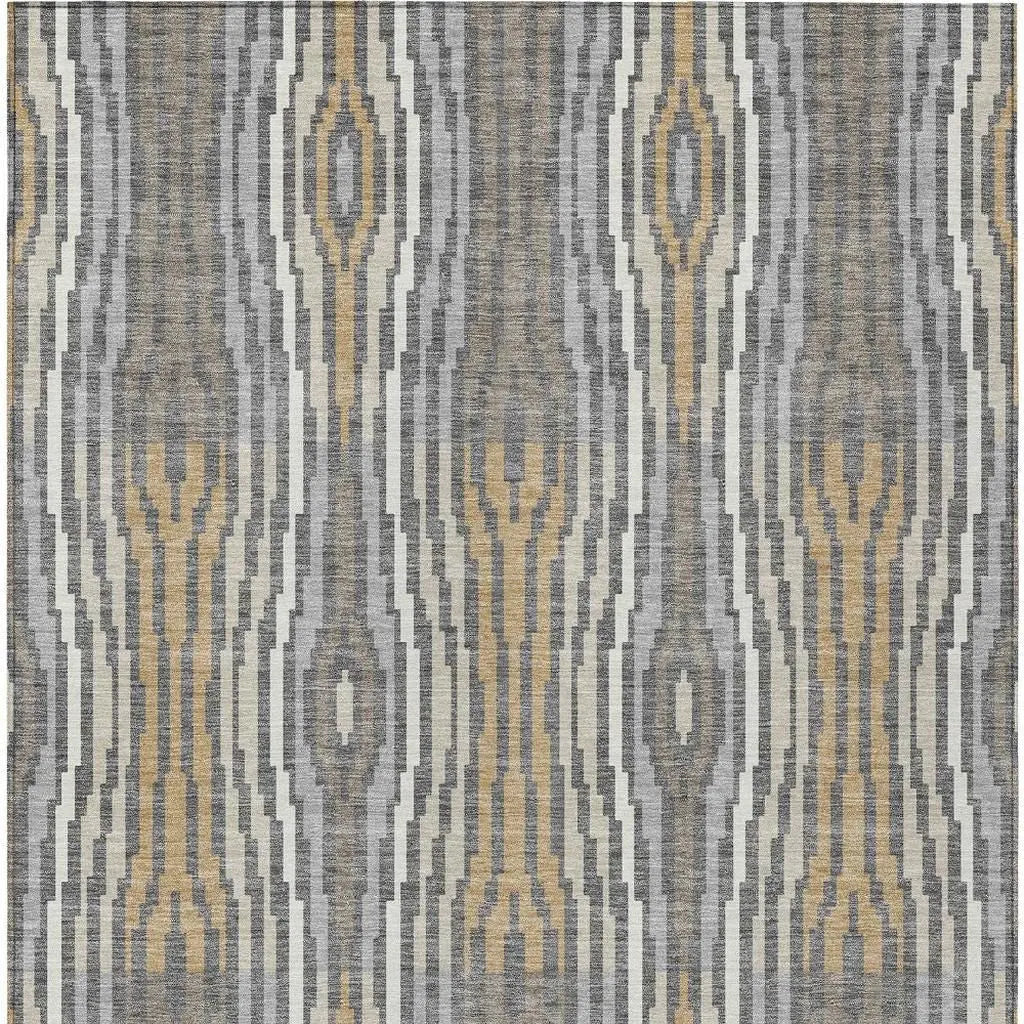 10' X 14' Gray And Ivory Abstract Washable Indoor Outdoor Area Rug Homeroots Outdoor