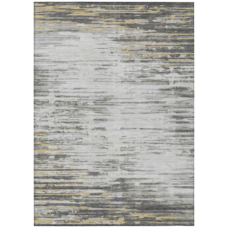 10' X 14' Gray And Ivory Abstract Washable Indoor Outdoor Area Rug Homeroots Outdoor