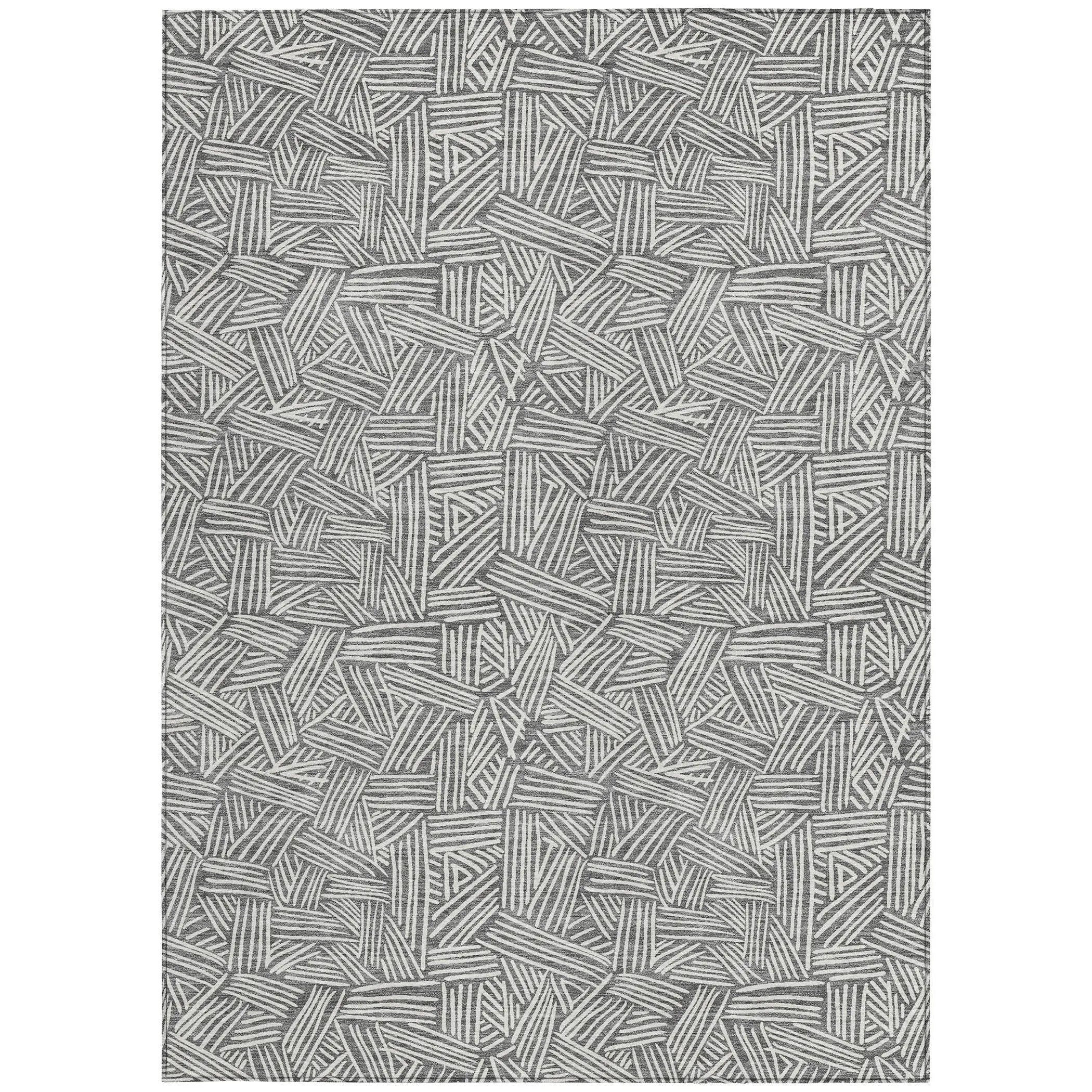 10' X 14' Gray And Ivory Geometric Washable Indoor Outdoor Area Rug Homeroots Outdoor