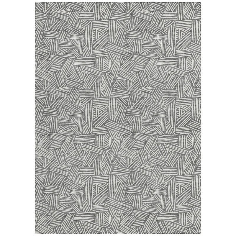 10' X 14' Gray And Ivory Geometric Washable Indoor Outdoor Area Rug Homeroots Outdoor