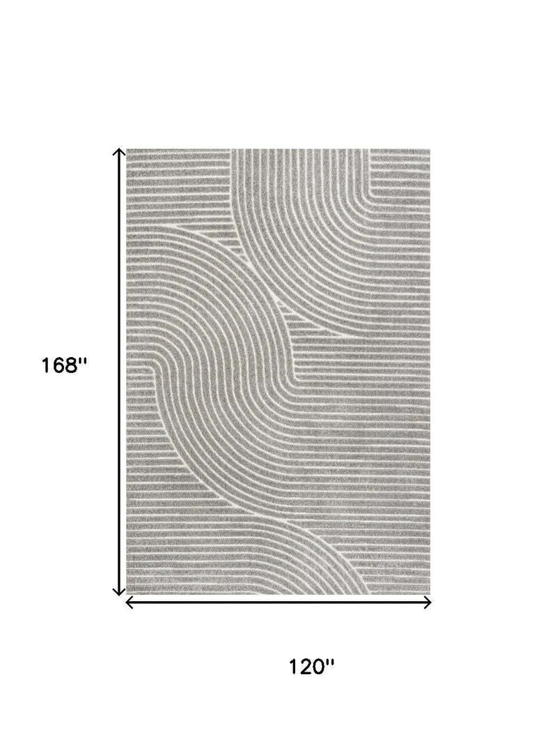 10' X 14' Gray And Ivory Striped Indoor Outdoor Area Rug Homeroots Outdoor