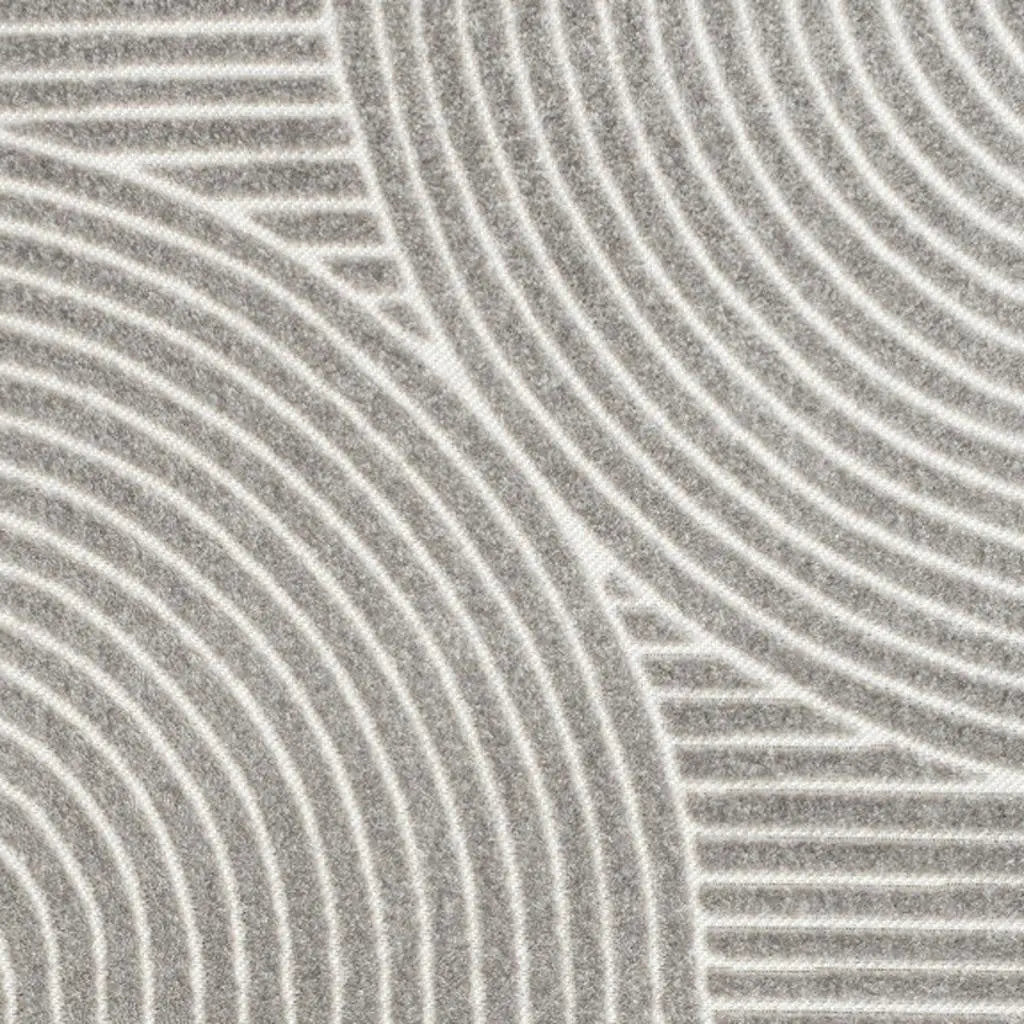 10' X 14' Gray And Ivory Striped Indoor Outdoor Area Rug Homeroots Outdoor