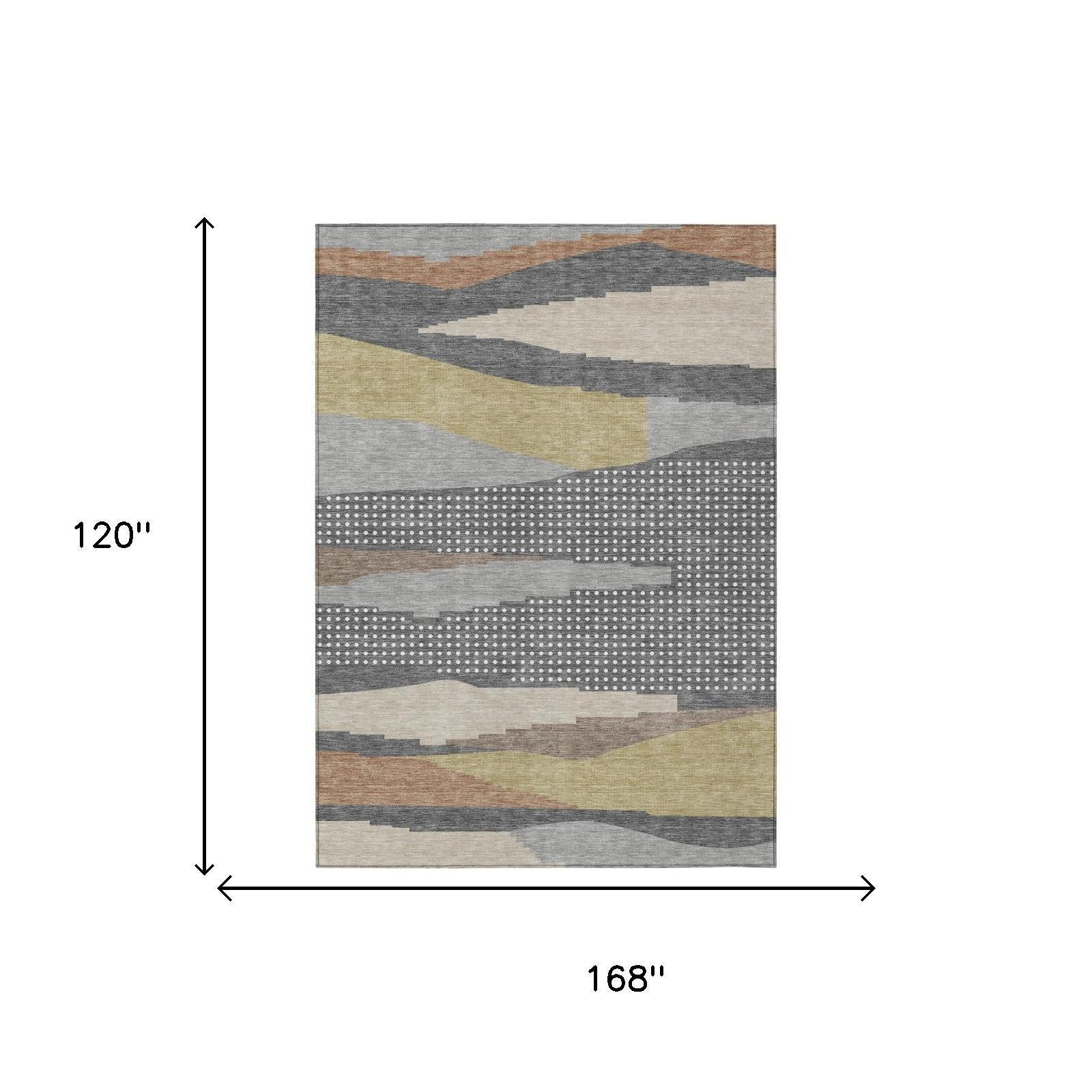 10' X 14' Gray And Pewter Abstract Washable Indoor Outdoor Area Rug Homeroots Outdoor