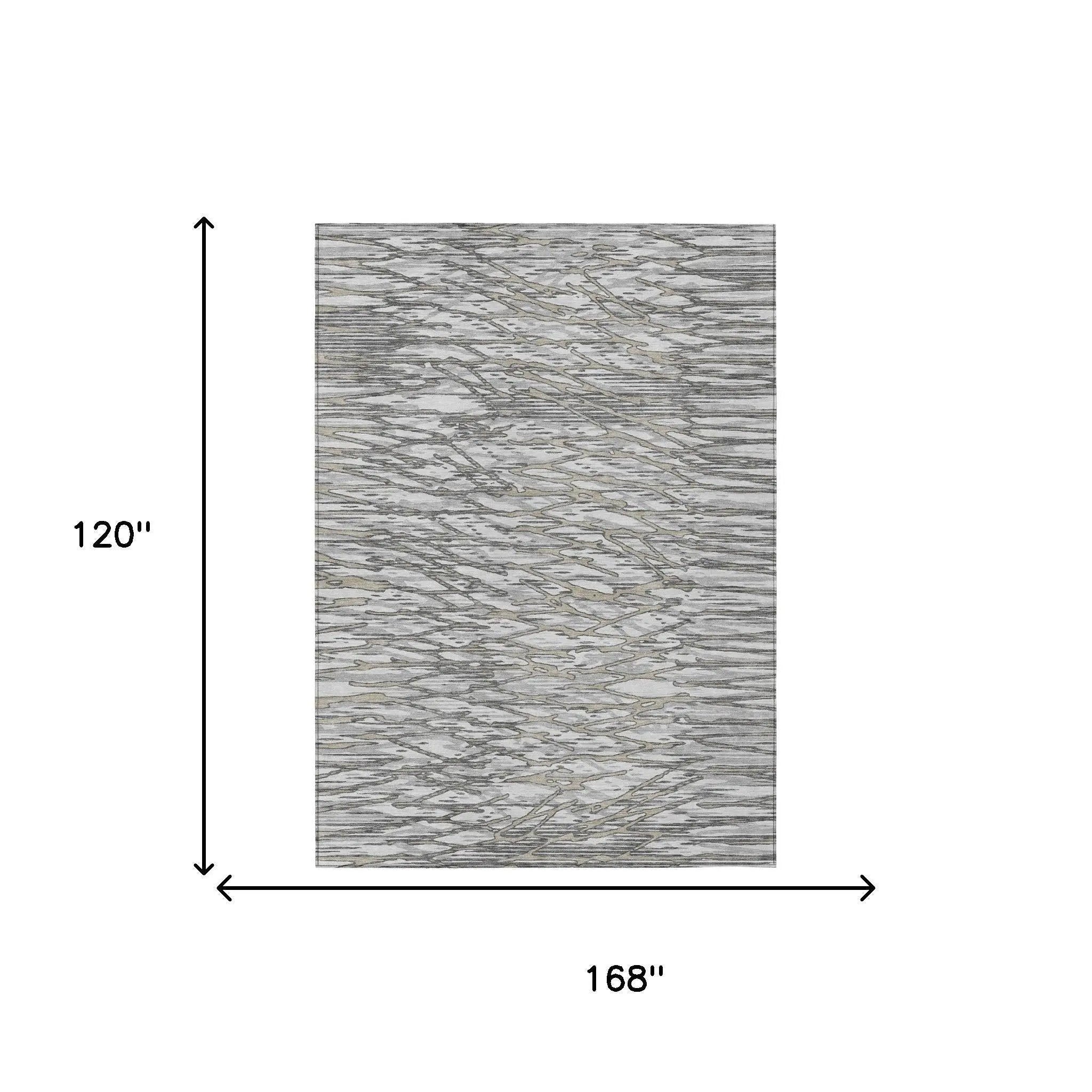 10' X 14' Gray And Pewter Abstract Washable Indoor Outdoor Area Rug Homeroots Outdoor