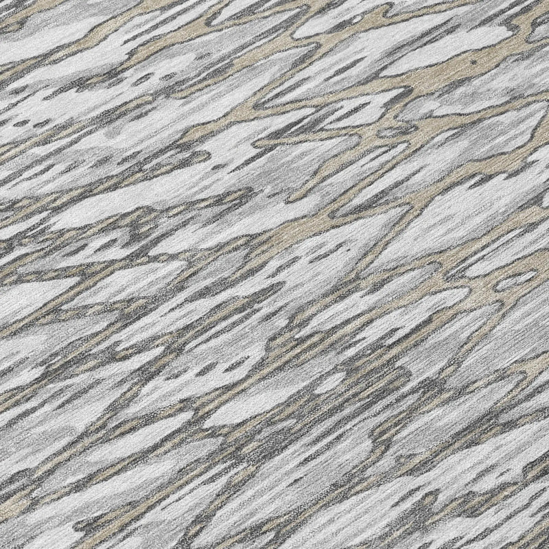 10' X 14' Gray And Pewter Abstract Washable Indoor Outdoor Area Rug Homeroots Outdoor
