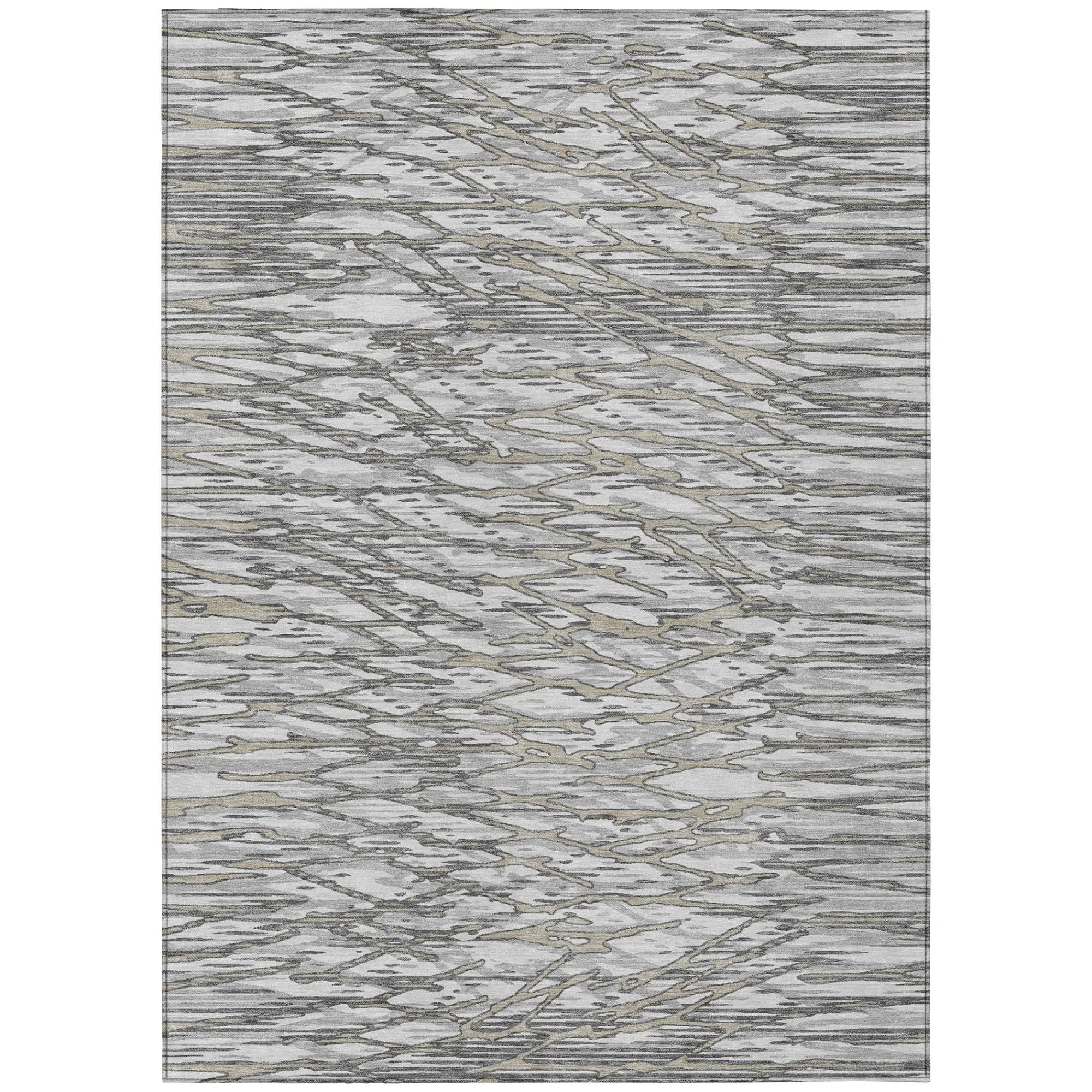 10' X 14' Gray And Pewter Abstract Washable Indoor Outdoor Area Rug Homeroots Outdoor