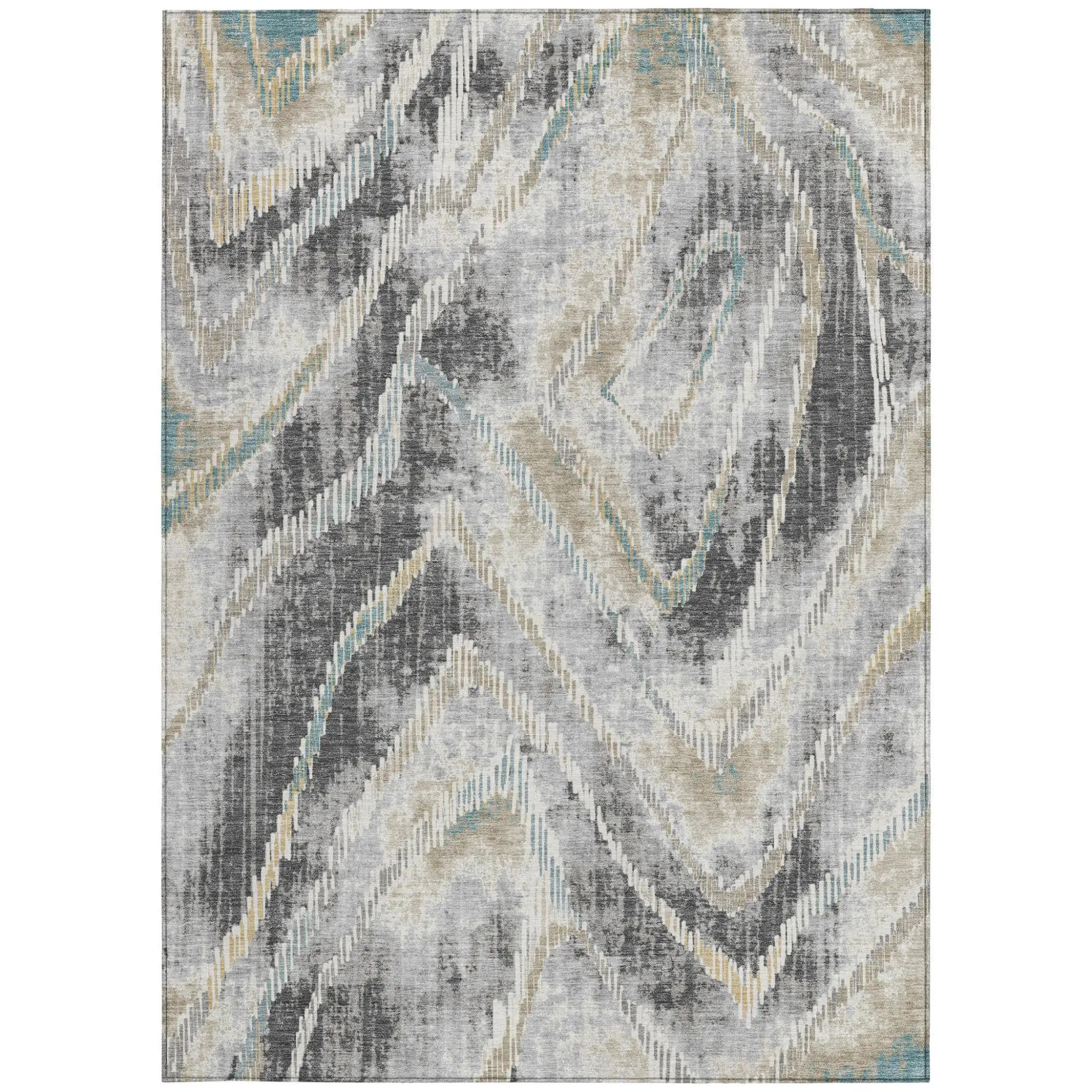 10' X 14' Gray And Silver Abstract Washable Indoor Outdoor Area Rug Homeroots Outdoor