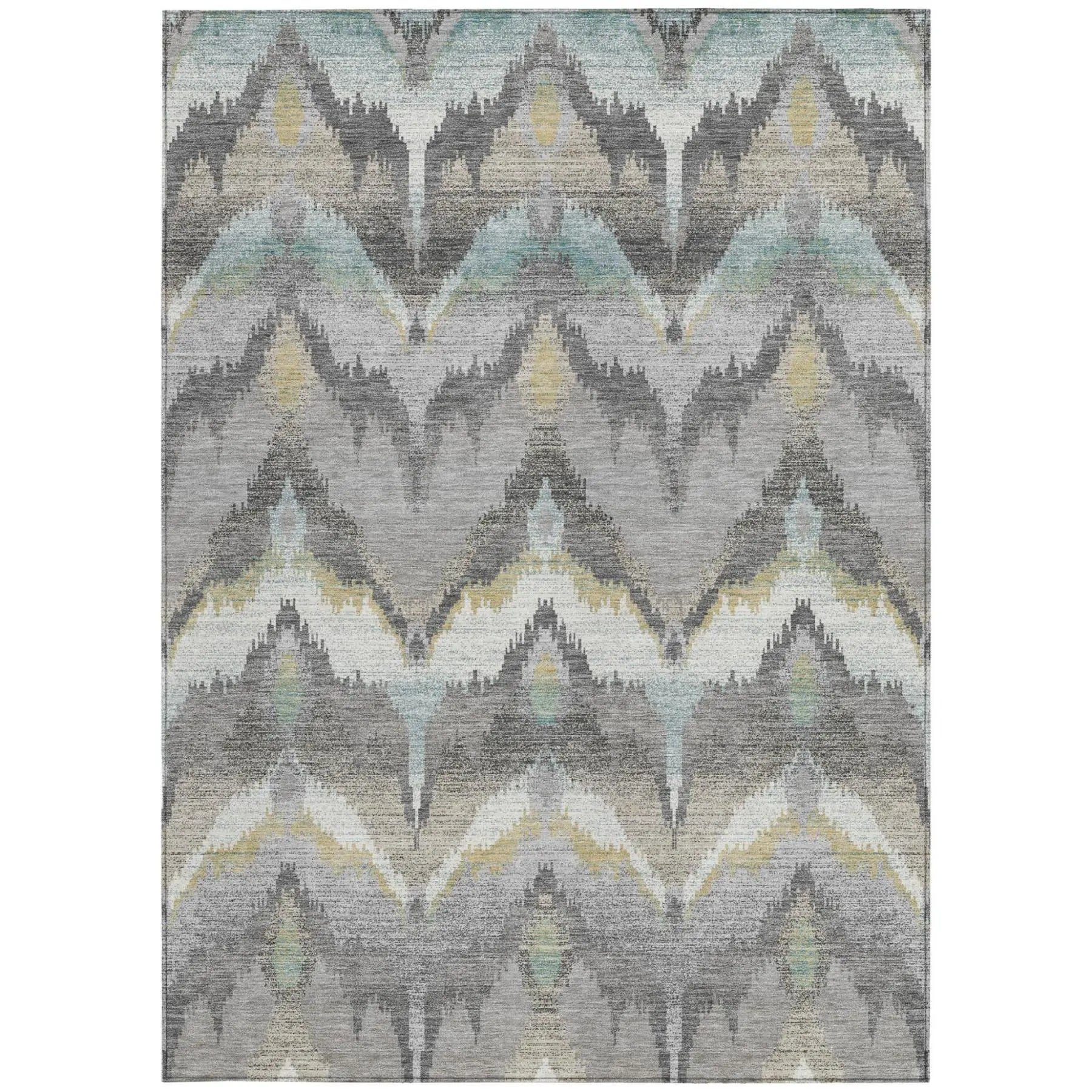 10' X 14' Gray And Silver Abstract Washable Indoor Outdoor Area Rug Homeroots Outdoor