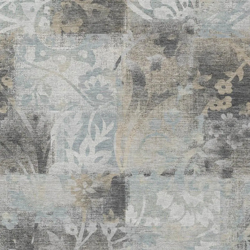 10' X 14' Gray And Silver Botanical Leaves Washable Indoor Outdoor Area Rug Homeroots Outdoor