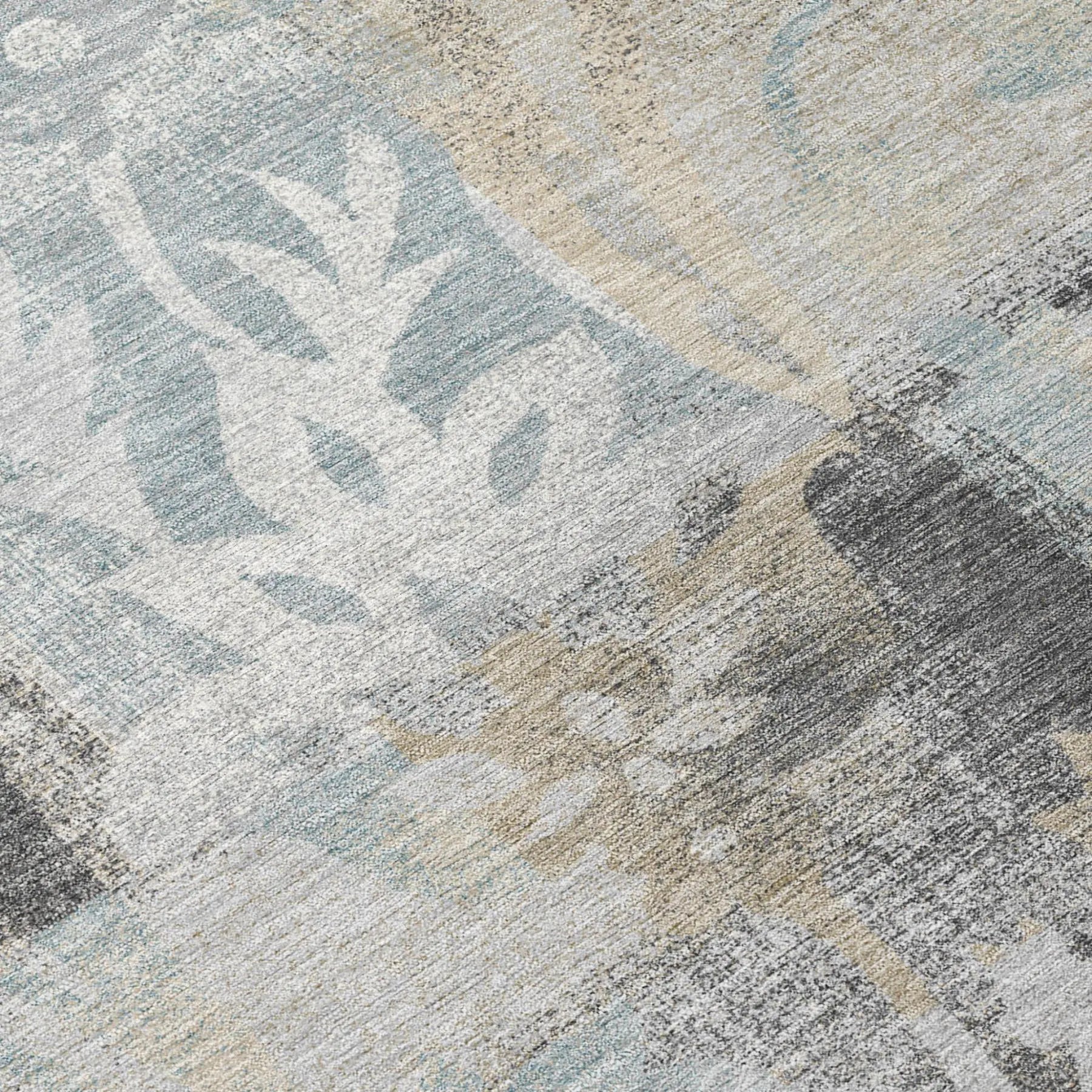10' X 14' Gray And Silver Botanical Leaves Washable Indoor Outdoor Area Rug Homeroots Outdoor